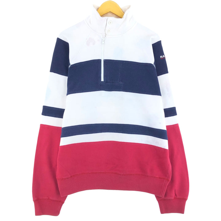 90'S NAUTICA Striped Pattern Half Zip Sweatshirt Trainer Men's XL Vintage /eaa439778