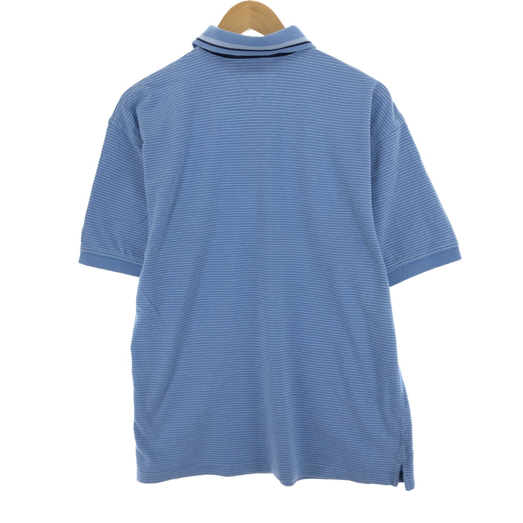 90'S Tommy Hilfiger Short Sleeve Striped Polo Shirt Men's L cotton Blue type light blue Vintage Second Hand
