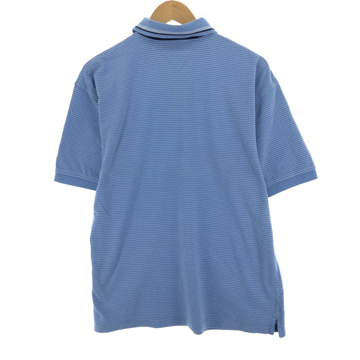 90'S Tommy Hilfiger Short Sleeve Striped Polo Shirt Men's L cotton Blue type light blue Vintage Second Hand