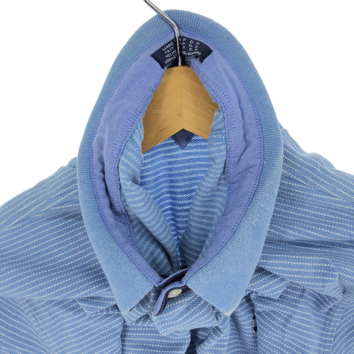 90'S Tommy Hilfiger Short Sleeve Striped Polo Shirt Men's L cotton Blue type light blue Vintage Second Hand