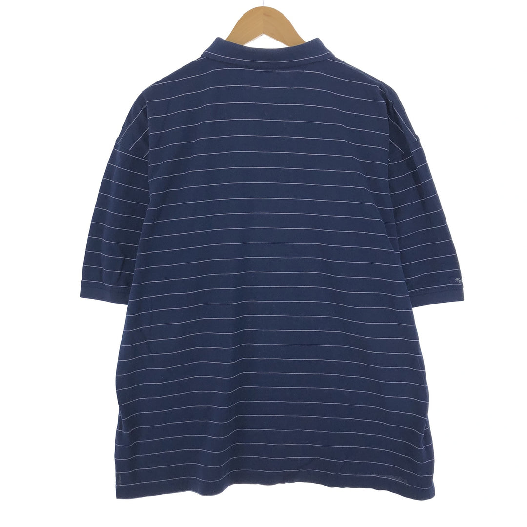 00'S Tommy Hilfiger GOLF short sleeve striped polo shirt men's XL cotton navy blue type Vintage Second Hand
