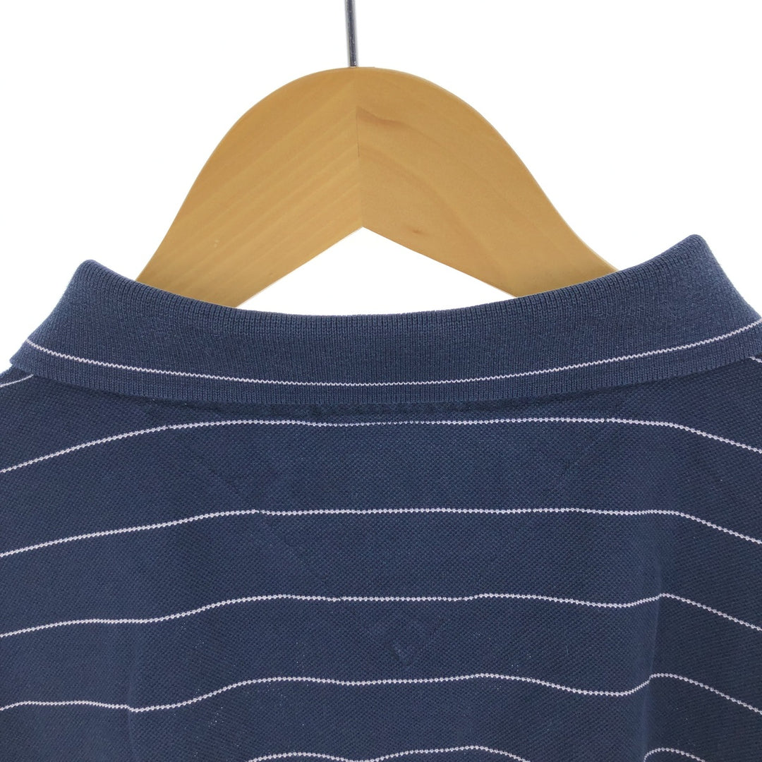 00'S Tommy Hilfiger GOLF short sleeve striped polo shirt men's XL cotton navy blue type Vintage Second Hand