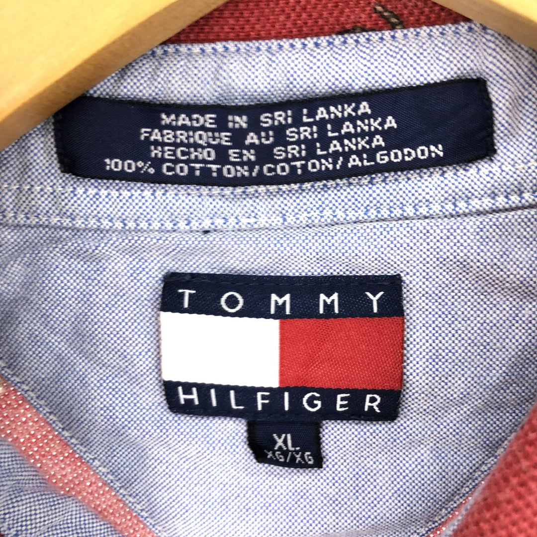 90'S Tommy Hilfiger TOMMY HILFIGER all-over print short sleeve polo shirt men's XL vintage cotton red type Vintage Second Hand