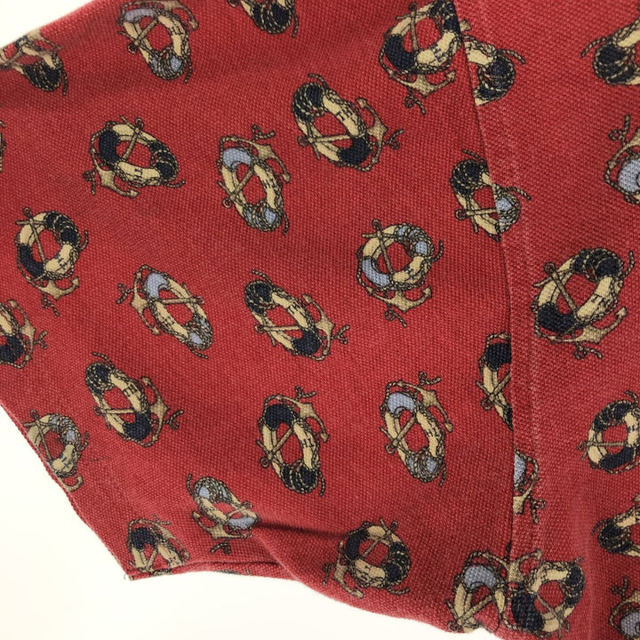 90'S Tommy Hilfiger TOMMY HILFIGER all-over print short sleeve polo shirt men's XL vintage cotton red type Vintage Second Hand