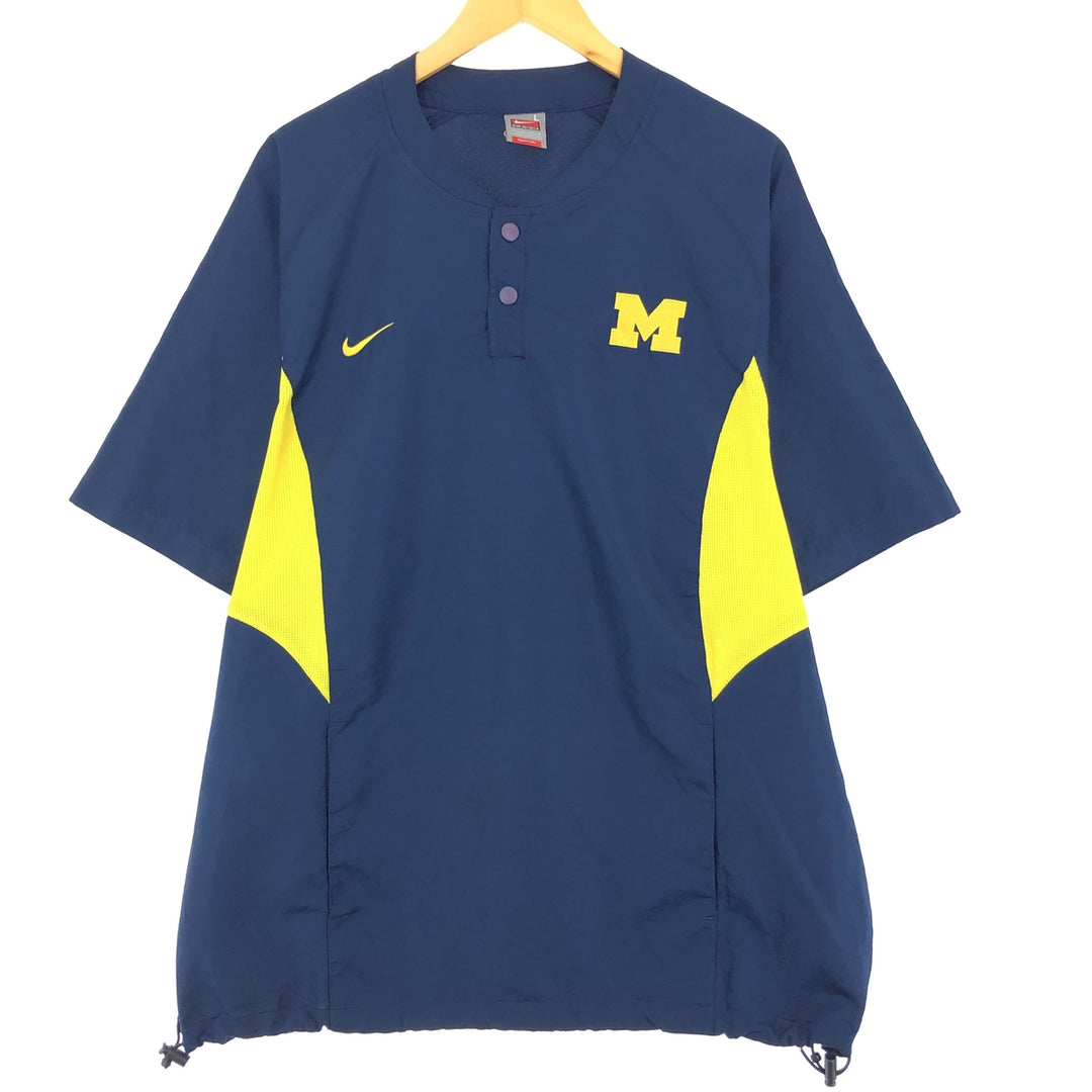 00'S Nike NIKE TEAM University of Michigan College Mesh Switching Henley Neck Warm-up Pullover Men's L /eaa440181