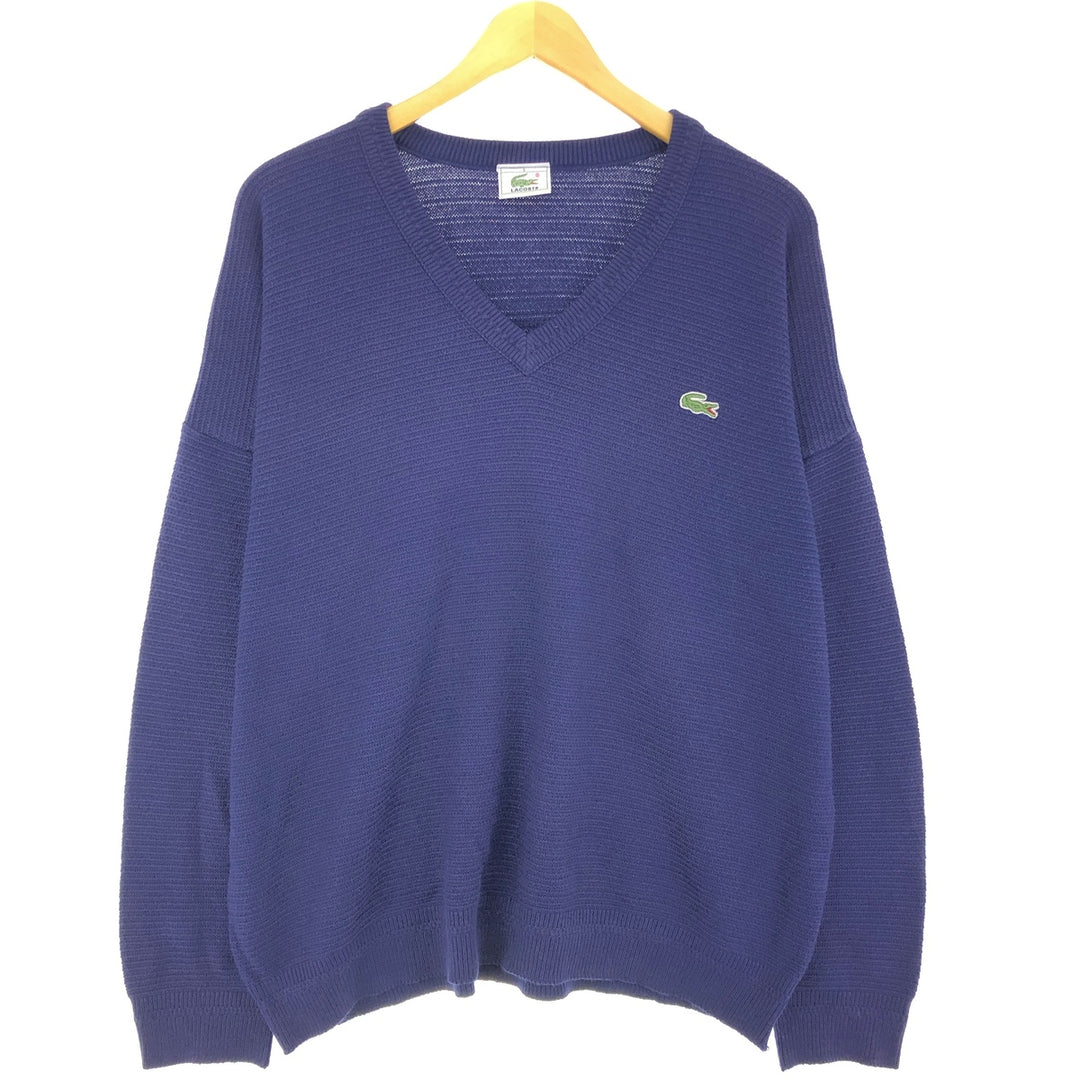 90'S Lacoste V-neck cotton knit sweater size 6, men's XL, vintage /eaa440301