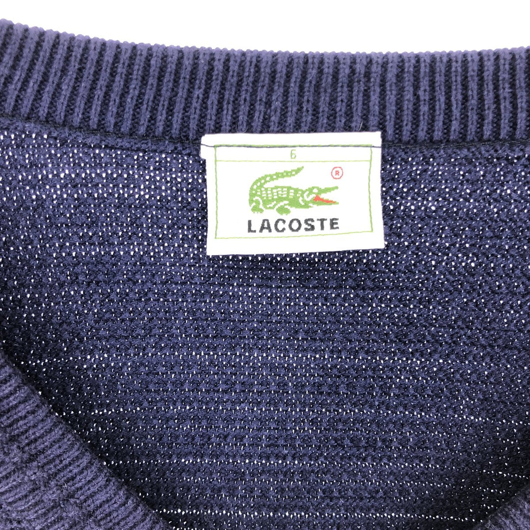 90'S Lacoste V-neck cotton knit sweater size 6, men's XL, vintage /eaa440301