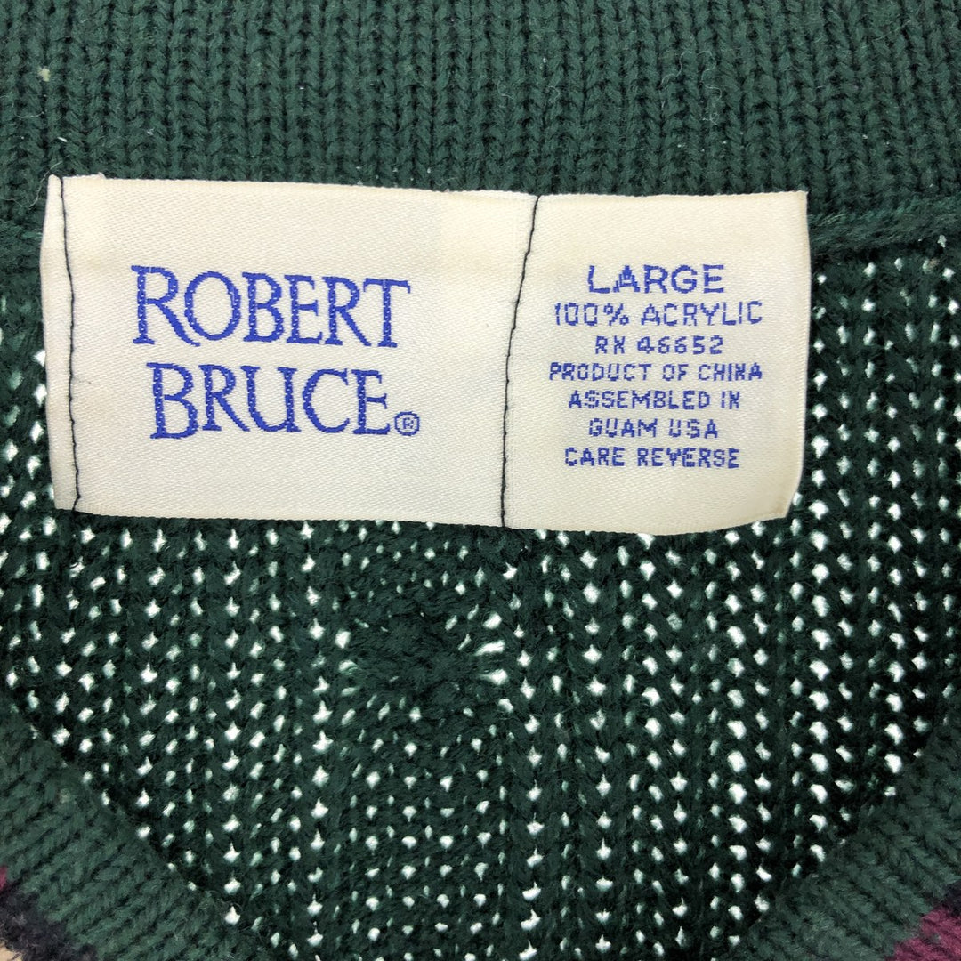 ROBERT BRUCE Tilden Knit Sweater Made in USA LARGE Men's L /eaa440305