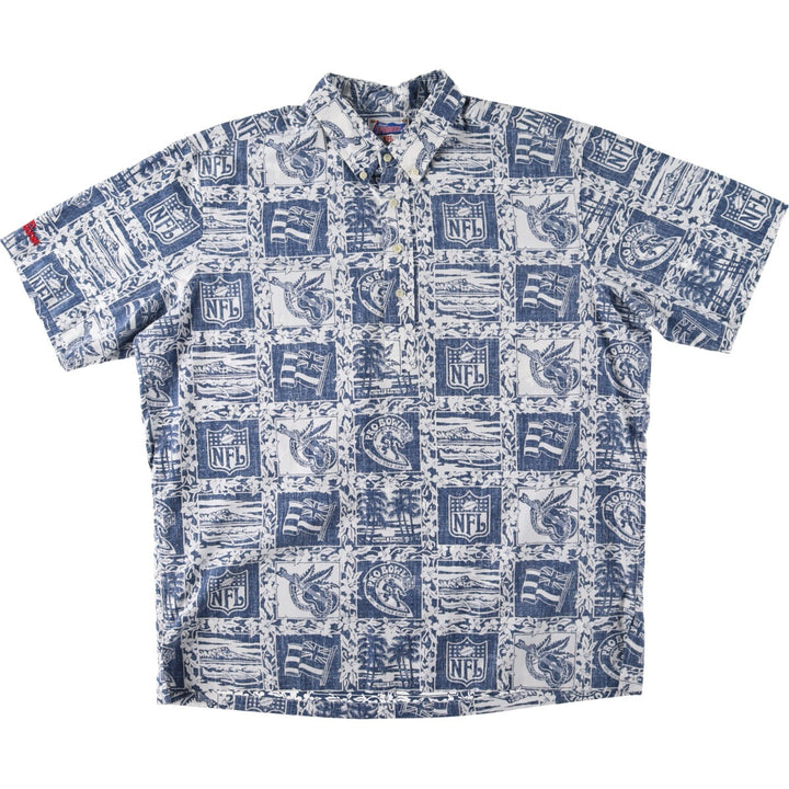 Reyn Spooner NFL Pullover All-Over Print Button-Down Hawaiian Aloha Shirt Made in Hawaii Men's XXL /eaa440434