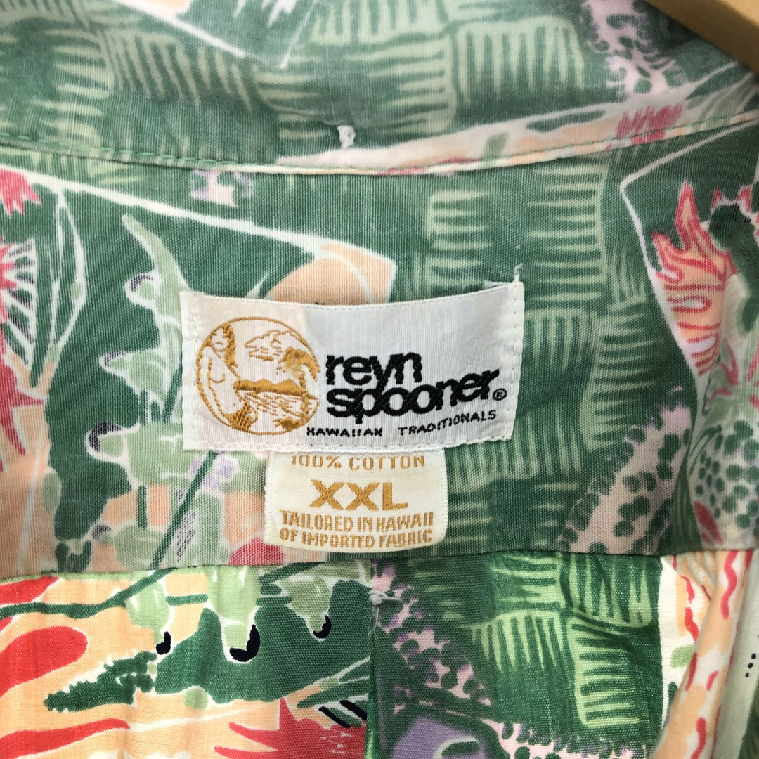 80'S Reyn Spooner Gold Tag Nude Tag All-Over Print Pullover Button-Down Hawaiian Aloha Shirt Made in Hawaii Men's XXL /eaa440444