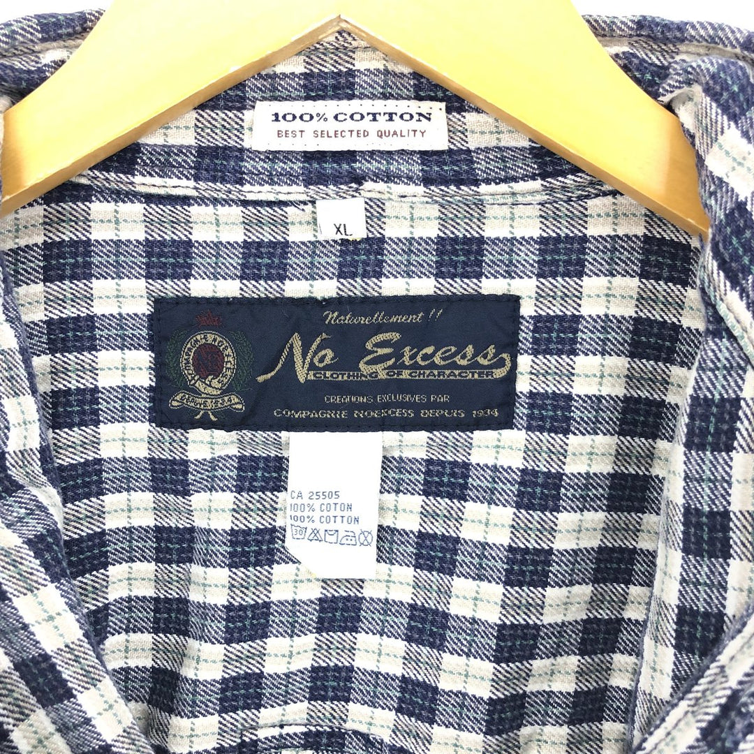 NA EXCESS Long Sleeve Button Down Flannel Check Shirt Men's XL /eaa440452