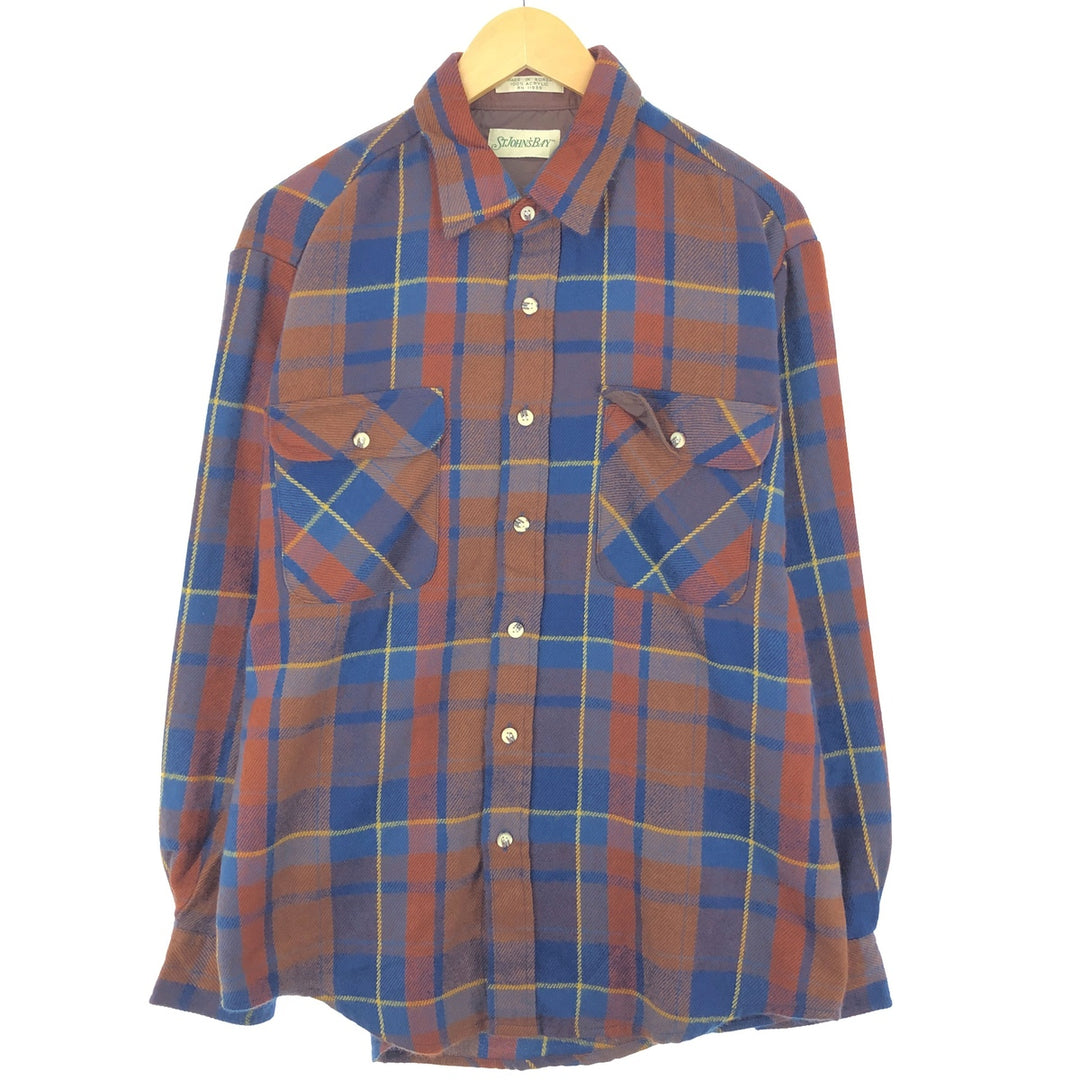 ST. JOHN'S BAY Long Sleeve Flannel Check Shirt Men's L /eaa440459