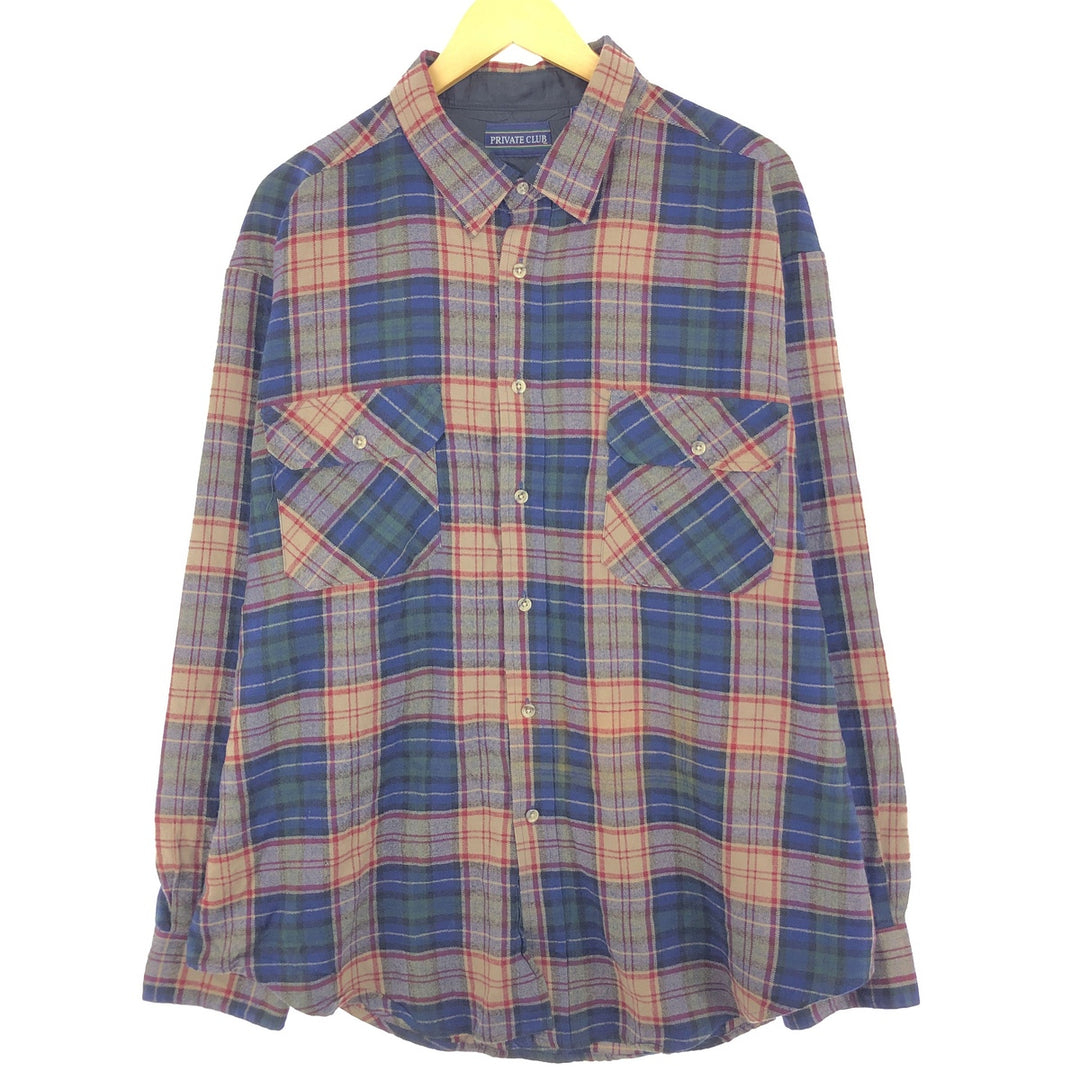 PRIVATE CLUB Long Sleeve Flannel Check Shirt Men's XXL /eaa440460