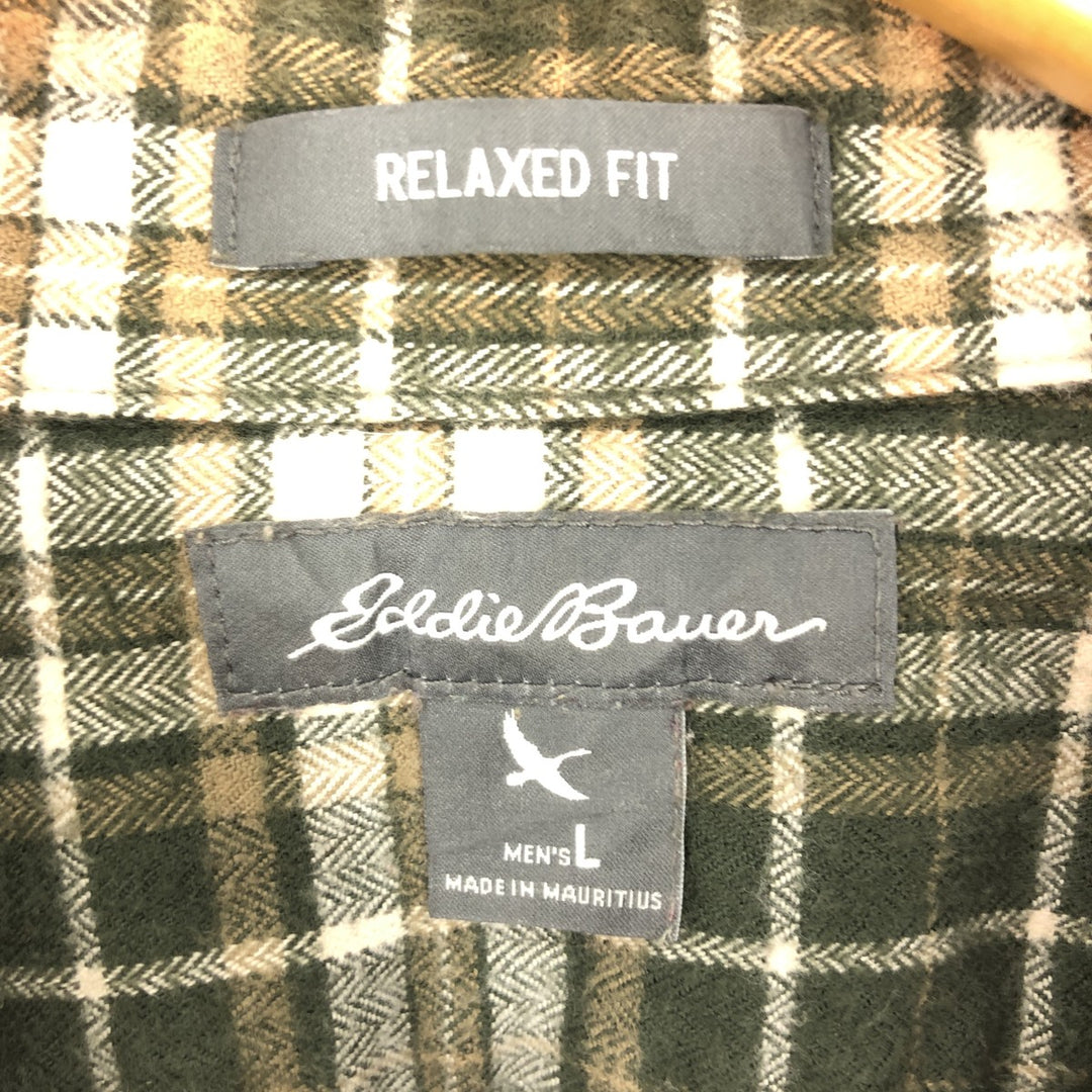 Eddie Bauer RELAXED FIT Long Sleeve Button Down Flannel Check Shirt Men's L /eaa440475