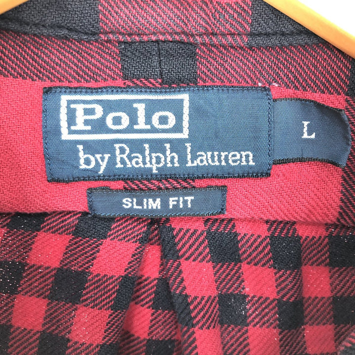 POLO by Ralph Lauren SLIM FIT buffalo check long sleeve button-down flannel check shirt for men L / eaa440485