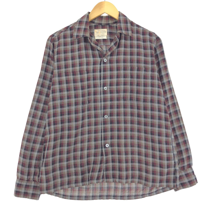 60'S VAN HEUSEN Check Pattern Long Sleeve Open Collar Box Shirt Men's S Vintage /eaa440987