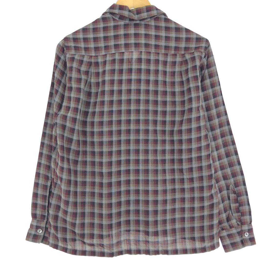 60'S VAN HEUSEN Check Pattern Long Sleeve Open Collar Box Shirt Men's S Vintage /eaa440987