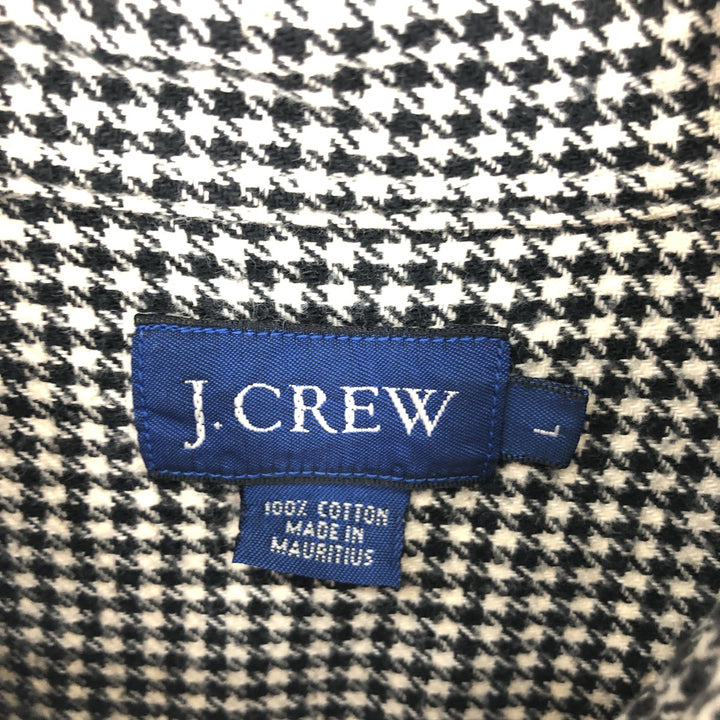 90'S J.Crew Houndstooth Pattern Long Sleeve Button-Down Flannel Shirt Men's L Vintage /eaa440998