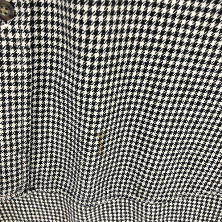 90'S J.Crew Houndstooth Pattern Long Sleeve Button-Down Flannel Shirt Men's L Vintage /eaa440998