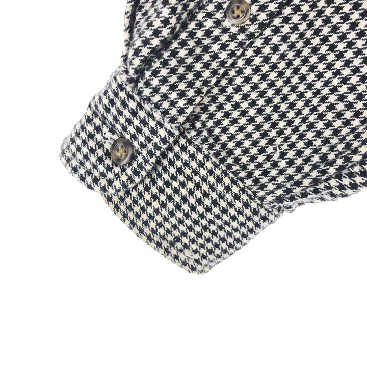 90'S J.Crew Houndstooth Pattern Long Sleeve Button-Down Flannel Shirt Men's L Vintage /eaa440998