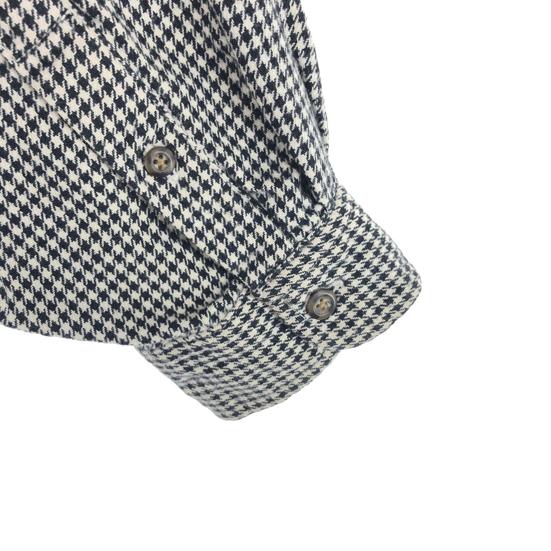 90'S J.Crew Houndstooth Pattern Long Sleeve Button-Down Flannel Shirt Men's L Vintage /eaa440998