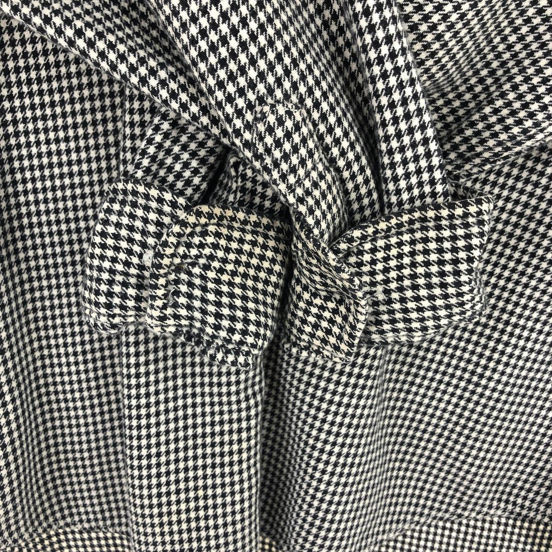 90'S J.Crew Houndstooth Pattern Long Sleeve Button-Down Flannel Shirt Men's L Vintage /eaa440998