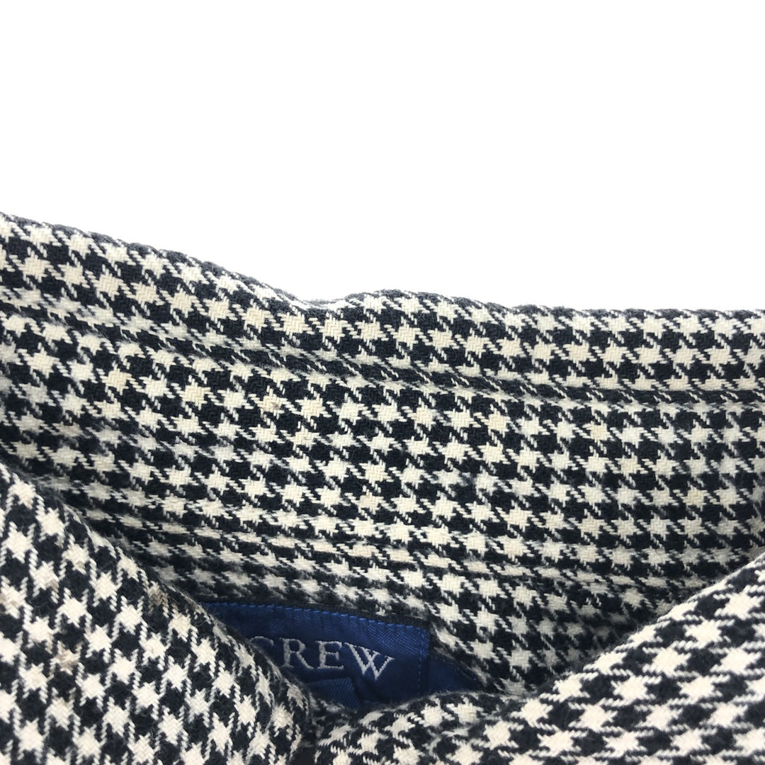 90'S J.Crew Houndstooth Pattern Long Sleeve Button-Down Flannel Shirt Men's L Vintage /eaa440998