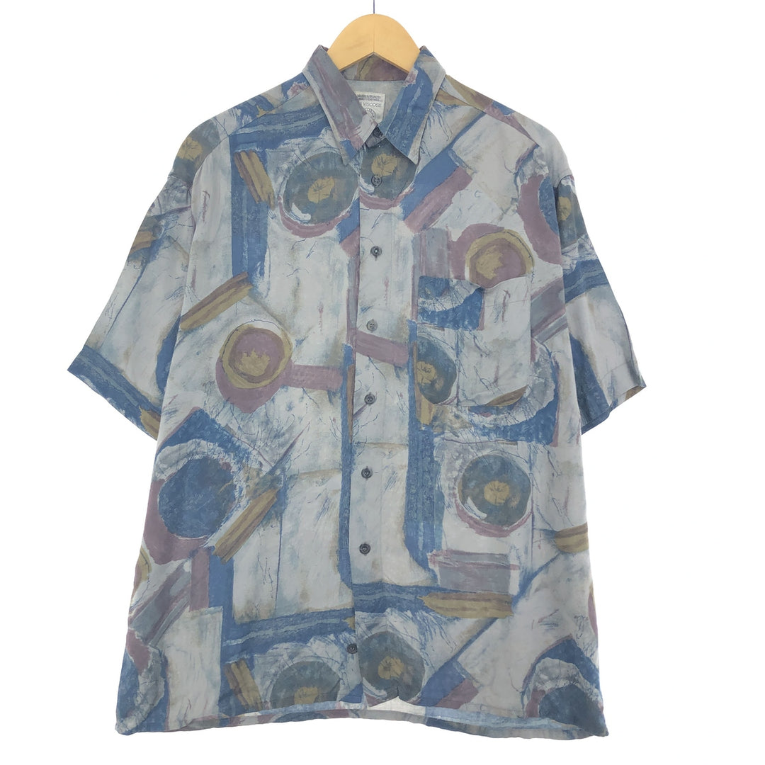 Marks & Spencer ST MICHAEL short sleeve viscose shirt, made in the UK, men's size M Viscose multicolor Vintage Second Hand