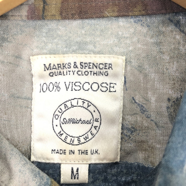 Marks & Spencer ST MICHAEL short sleeve viscose shirt, made in the UK, men's size M Viscose multicolor Vintage Second Hand