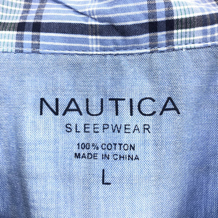 NAUTICA Check Pattern Short Sleeve Open Collar Shirt Men's L /eaa441043