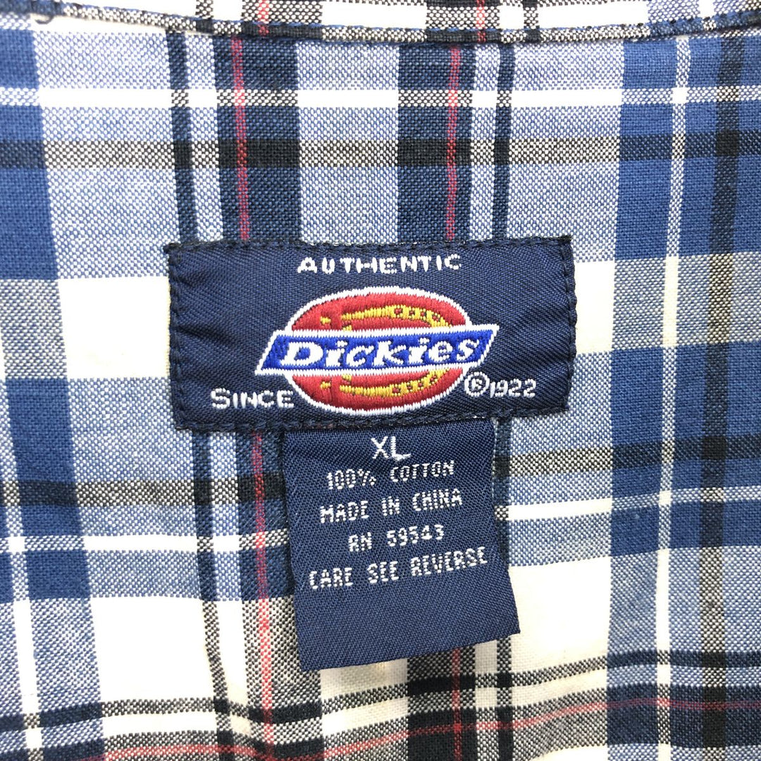 Dickies Check Pattern Short Sleeve Open Collar Cotton Shirt Men's XL /eaa441048