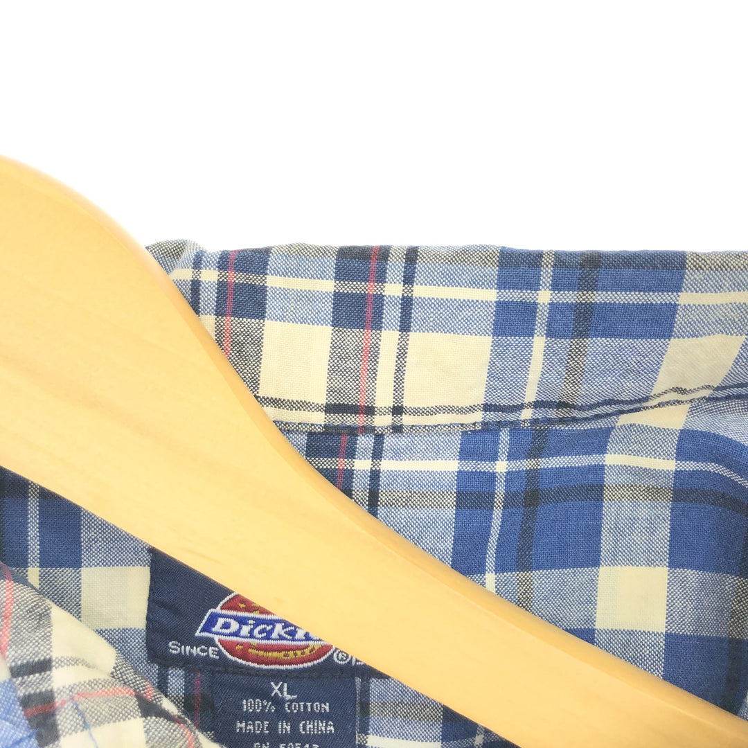 Dickies Check Pattern Short Sleeve Open Collar Cotton Shirt Men's XL /eaa441048