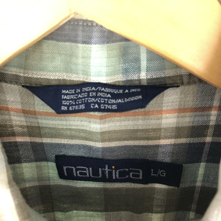 90'S NAUTICA Short Sleeve Button Down Check Shirt Men's L Vintage /eaa441103