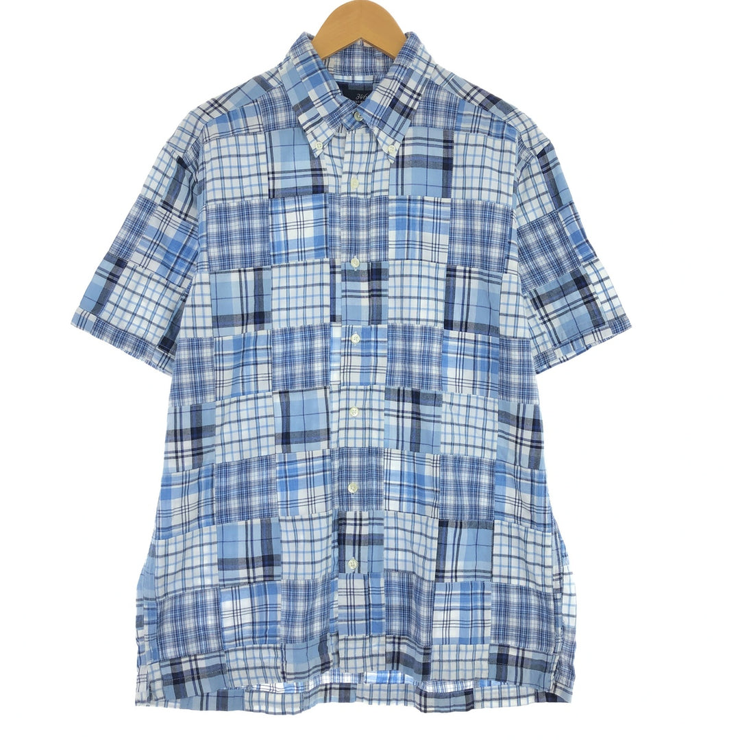 Brooks Brothers 346 Patchwork Short Sleeve Button-Down Check Shirt Men's M /eaa441137