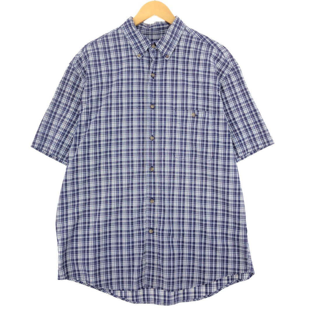 00'S Eddie Bauer short sleeve button down check shirt men's L /eaa441149