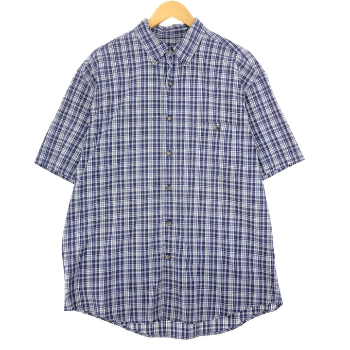 00'S Eddie Bauer short sleeve button down check shirt men's L /eaa441149