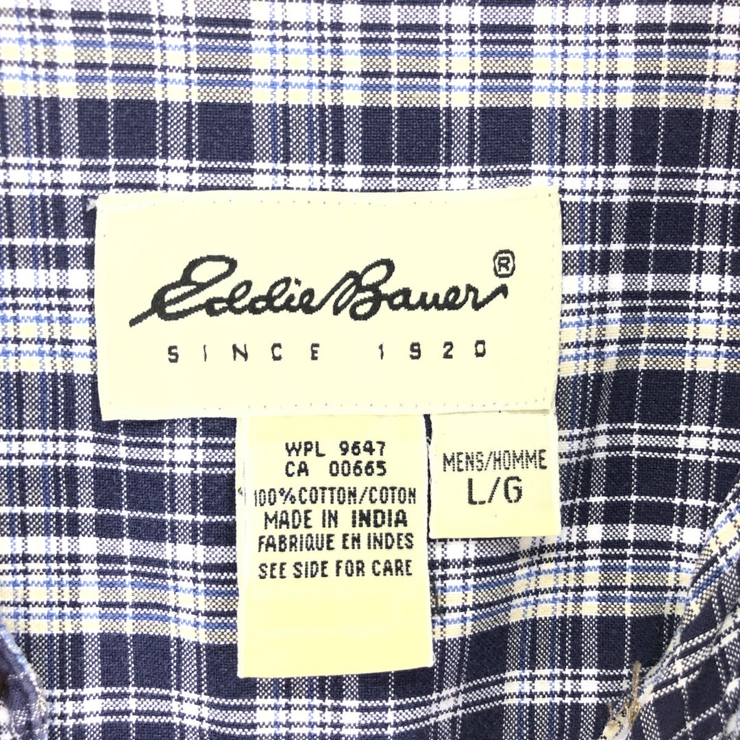 00'S Eddie Bauer short sleeve button down check shirt men's L /eaa441149