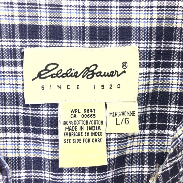 00'S Eddie Bauer short sleeve button down check shirt men's L /eaa441149