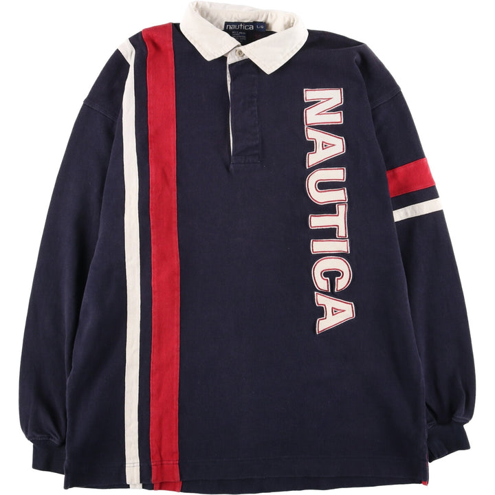 90'S NAUTICA Long Sleeve Rugby Shirt Men's L Vintage /eaa441380