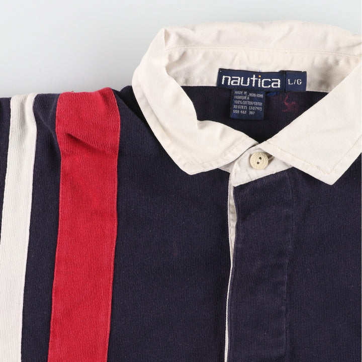 90'S NAUTICA Long Sleeve Rugby Shirt Men's L Vintage /eaa441380