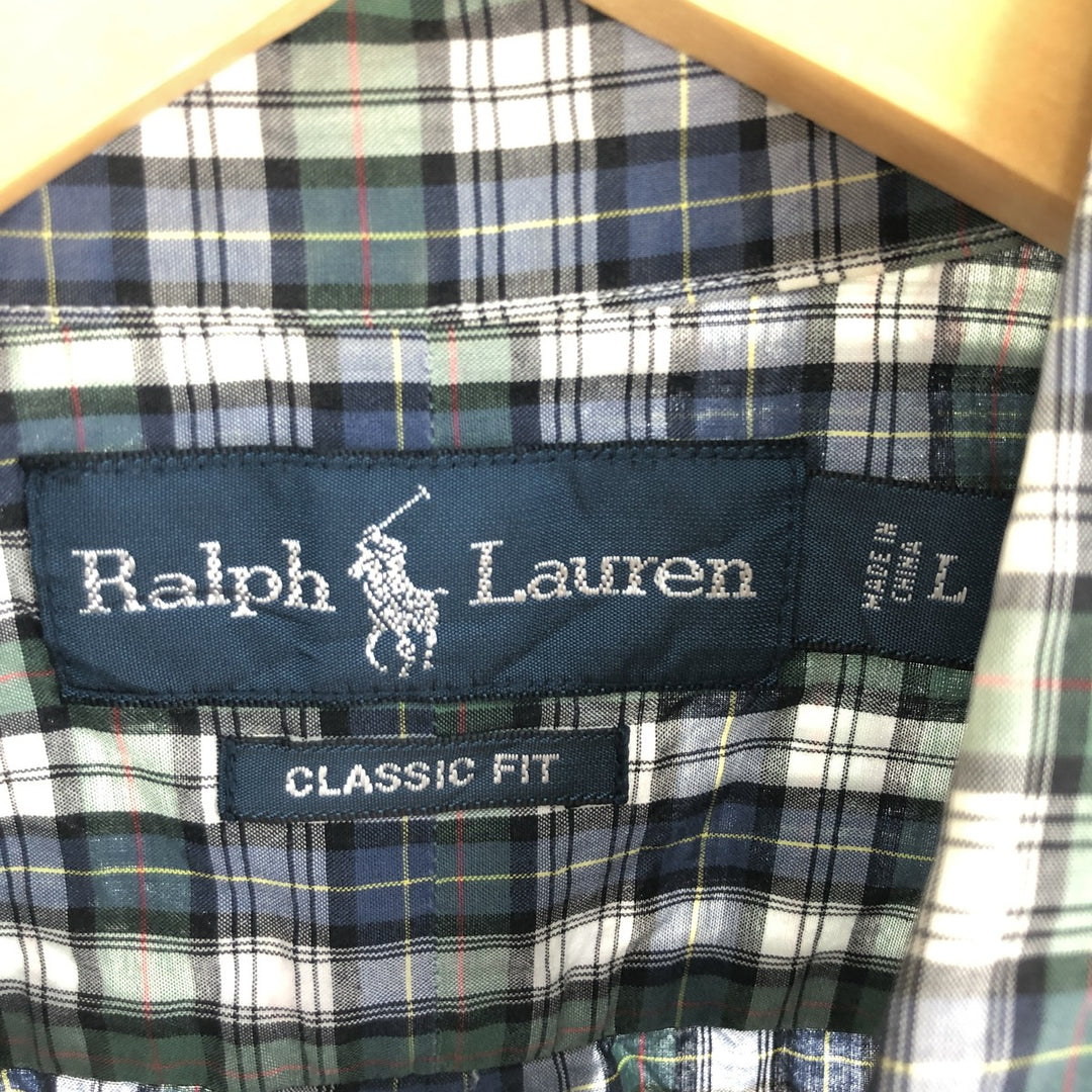 Ralph Lauren Classic Fit short sleeve button down check shirt for men, size L /eaa441440