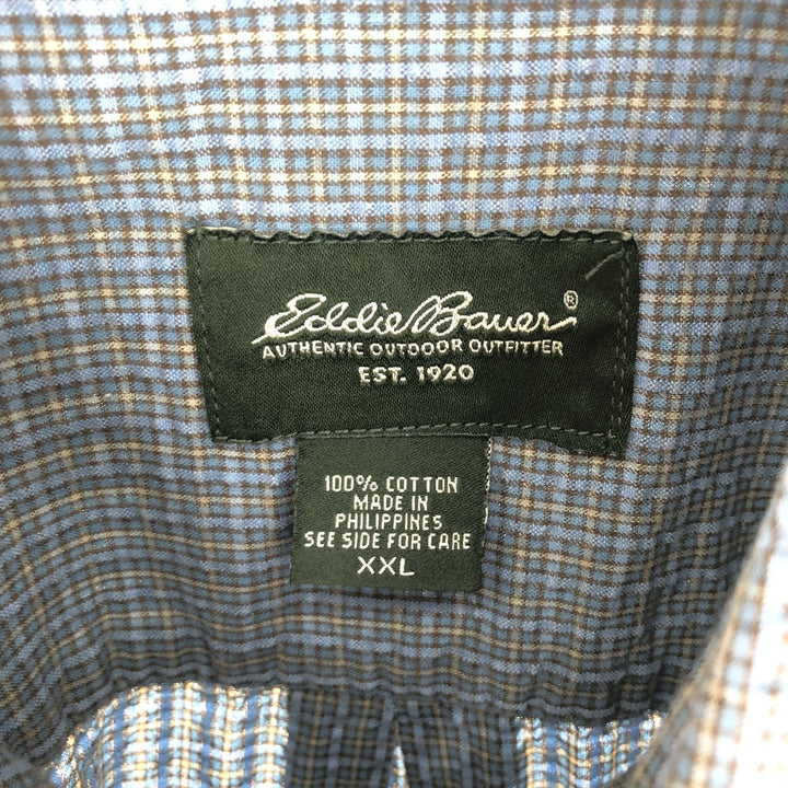 Eddie Bauer Seersucker Short Sleeve Button-Down Check Shirt Men's XXL /eaa441443