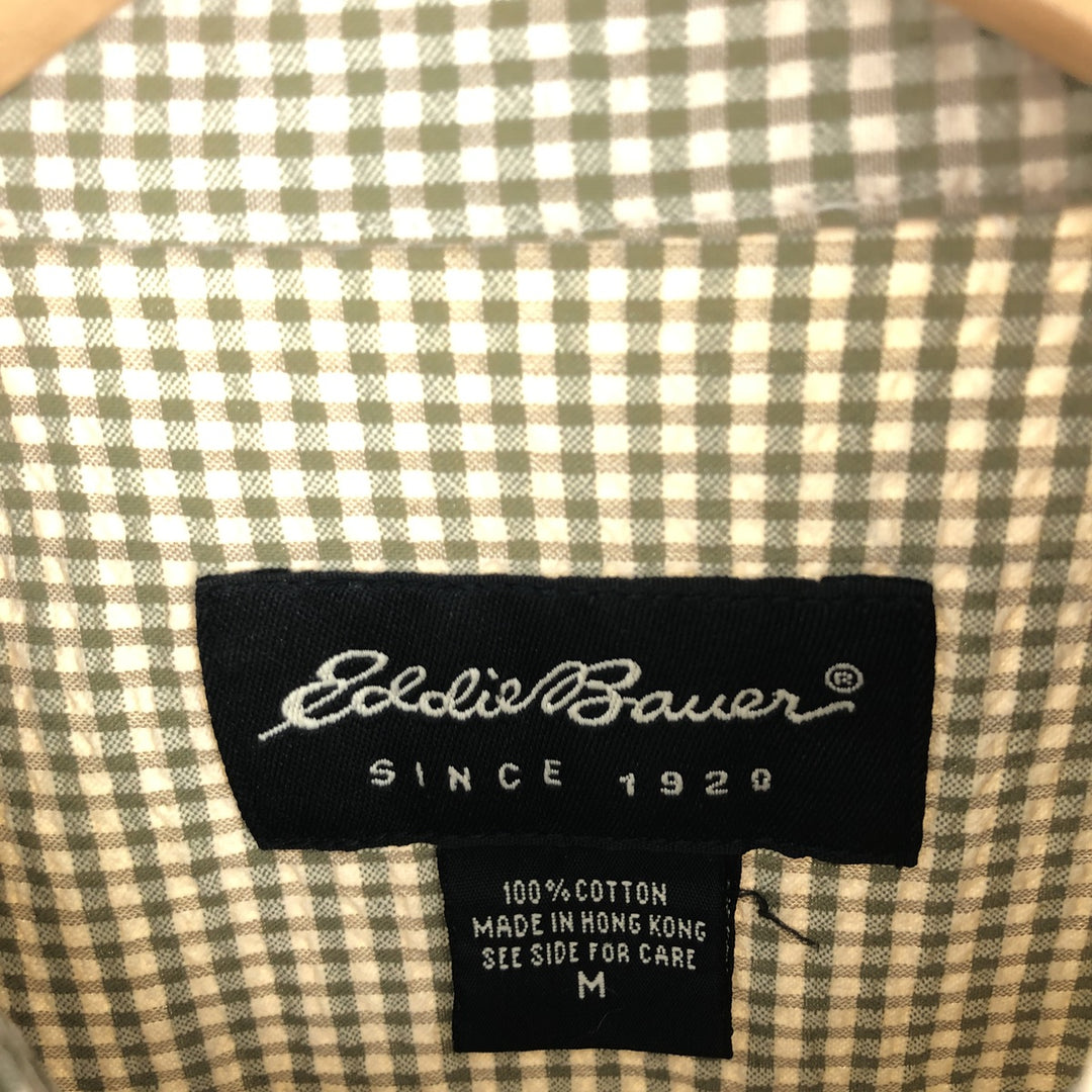 Eddie Bauer Seersucker Short Sleeve Button-Down Check Shirt Men's Medium /eaa441446