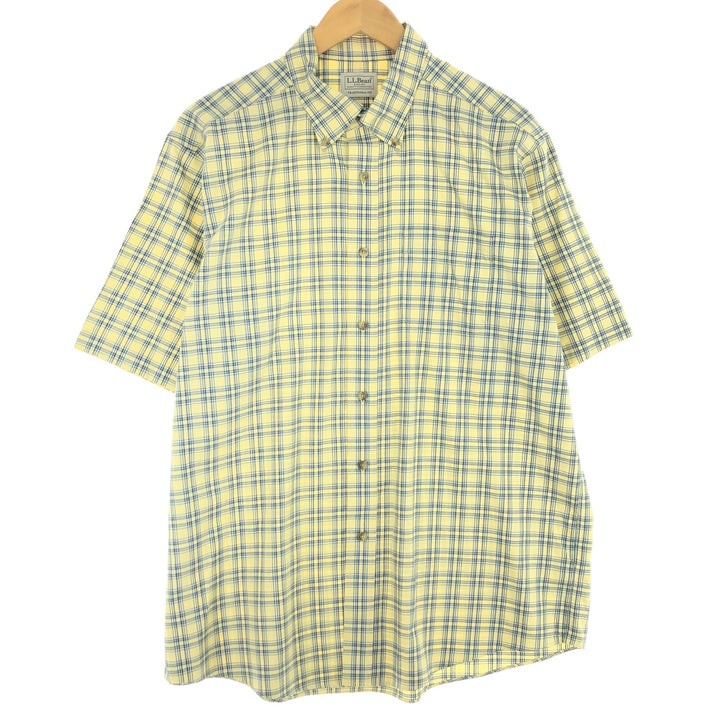 LLBean Short Sleeve Button Down Check Shirt Men's L /eaa441448