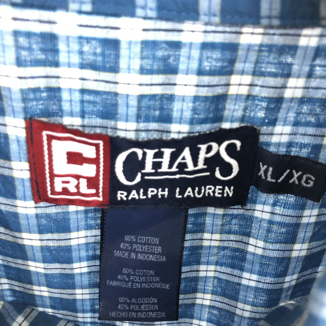 90'S Ralph Lauren CHAPS short sleeve button down check shirt men's XL vintage /eaa441454