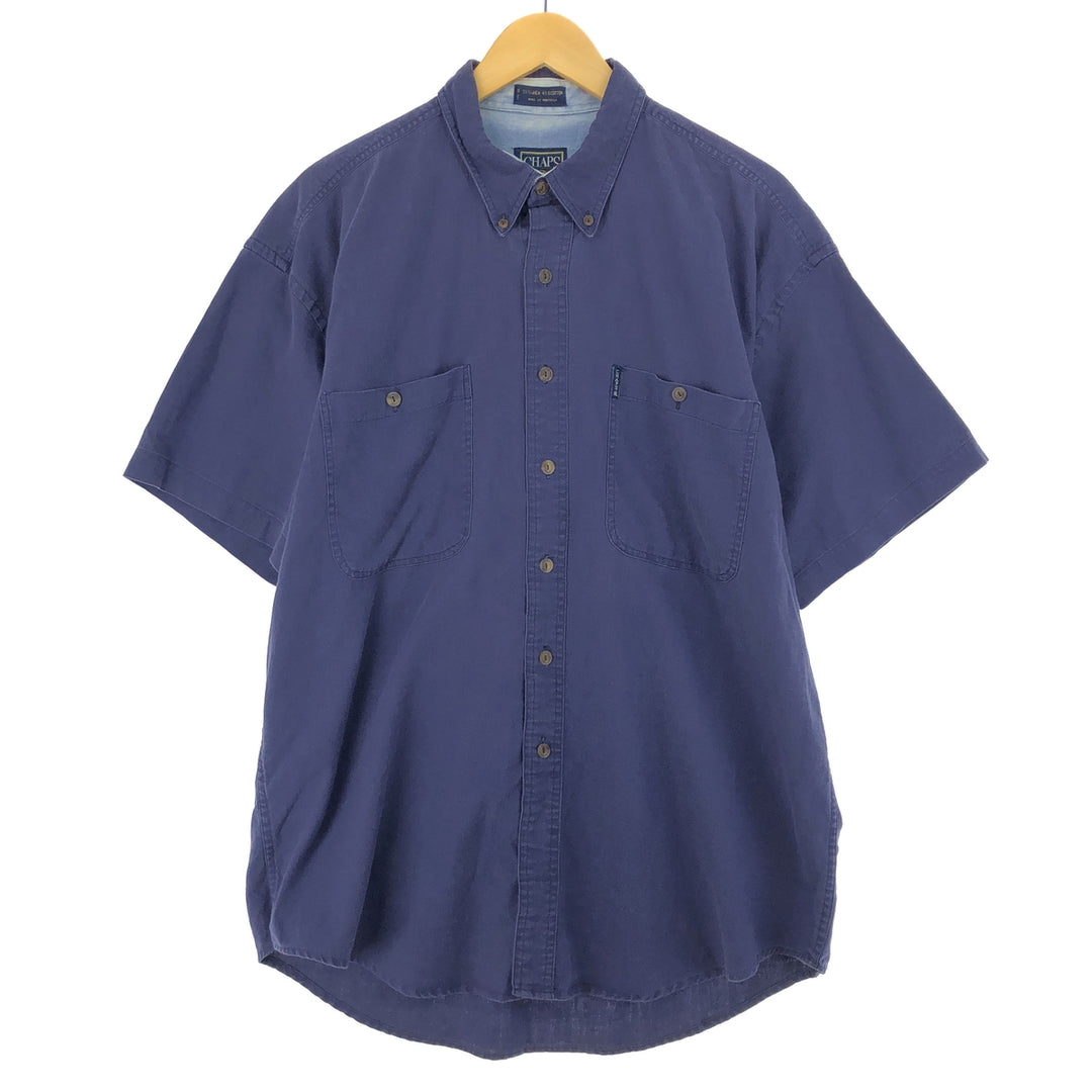 80'S Ralph Lauren CHAPS short sleeve linen x cotton button down shirt men's L vintage /eaa441565