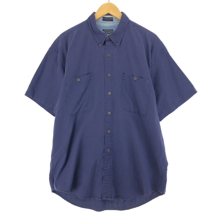 80'S Ralph Lauren CHAPS short sleeve linen x cotton button down shirt men's L vintage /eaa441565