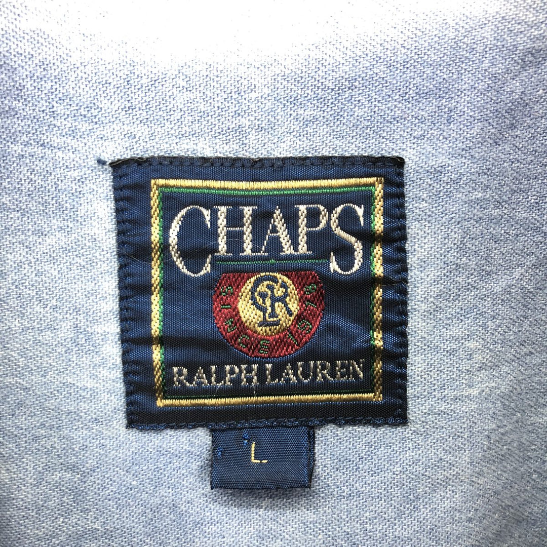 80'S Ralph Lauren CHAPS short sleeve linen x cotton button down shirt men's L vintage /eaa441565