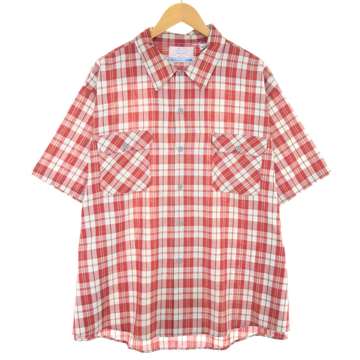 Big size 70'S Sears Fieldmaster Check Pattern short sleeve polycotton shirt made in USA men's XXXL vintage /eaa441634