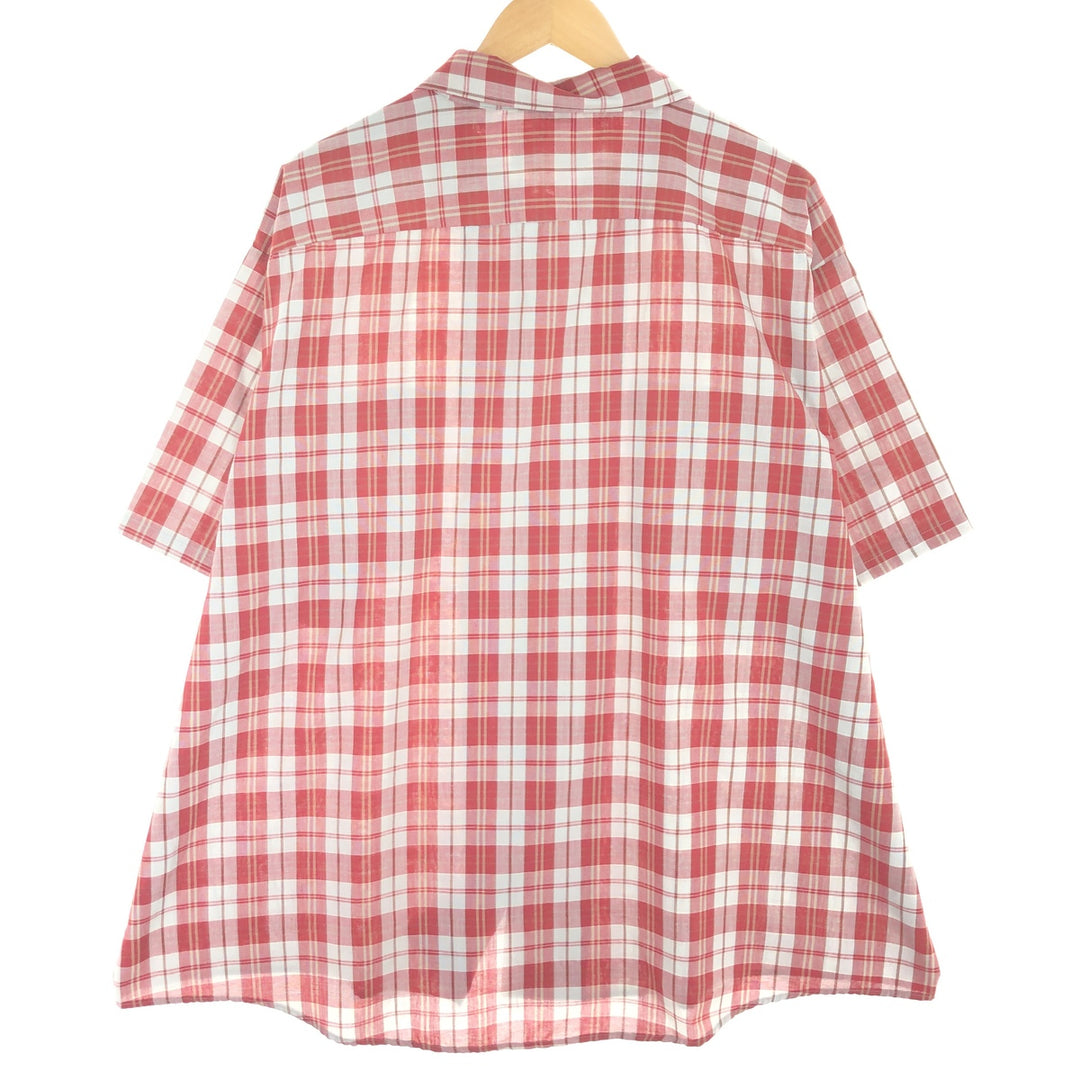 Big size 70'S Sears Fieldmaster Check Pattern short sleeve polycotton shirt made in USA men's XXXL vintage /eaa441634